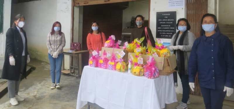CMO Longleng, Dr. Obangjungla receiving emergency kits from MSK at her office to be distributed to the quarantine centres. (DIPR Photo)
